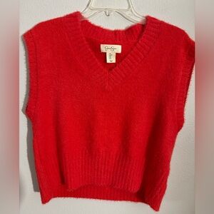 Jessica Simpson Vibrant Red V-Neck Sweater Vest